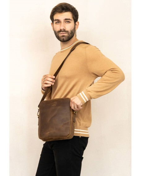 Шкіряна сумка Challenger S темно-коричнева vintage