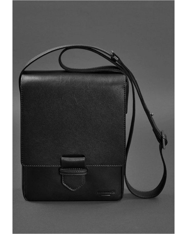 Чоловіча шкіряна сумка-месенджер Esquire чорна - BN-BAG-18-g