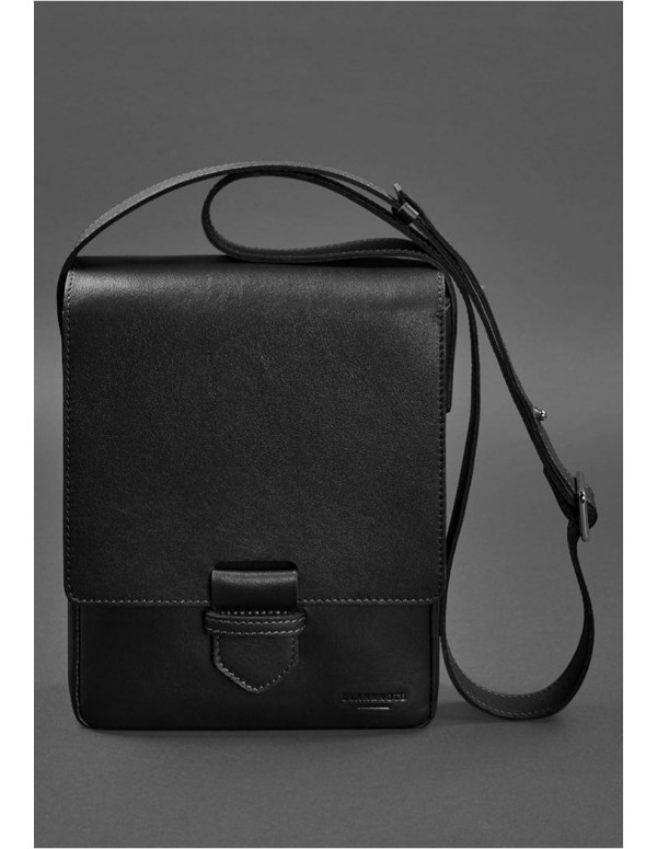 Чоловіча шкіряна сумка-месенджер Esquire чорна - BN-BAG-18-g