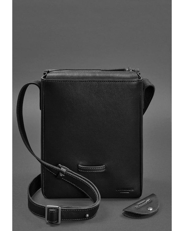 Чоловіча шкіряна сумка-месенджер Esquire чорна - BN-BAG-18-g