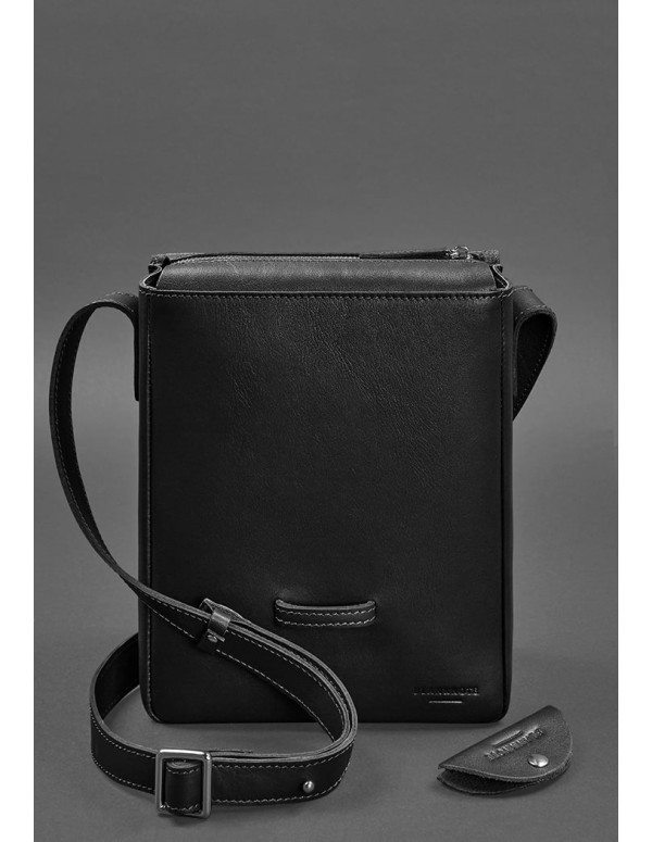 Чоловіча шкіряна сумка-месенджер Esquire чорна - BN-BAG-18-g