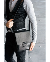 Чоловіча шкіряна сумка-месенджер Esquire чорна