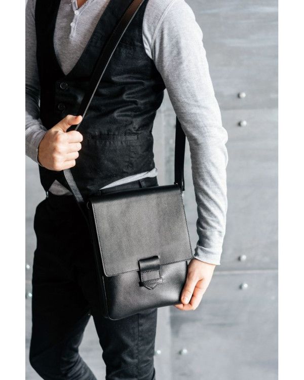 Чоловіча шкіряна сумка-месенджер Esquire чорна - BN-BAG-18-g