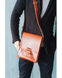 Чоловіча шкіряна сумка-месенджер Esquire світло-коричнева