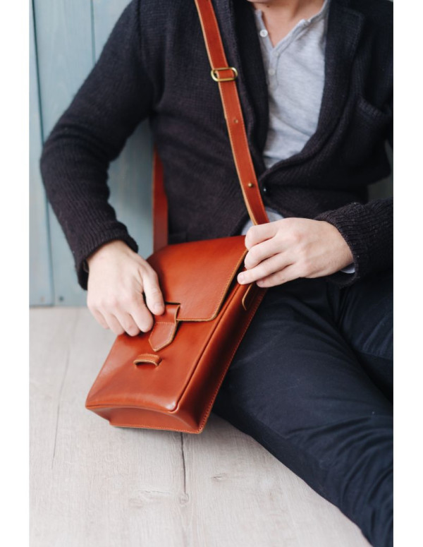 Чоловіча шкіряна сумка-месенджер Esquire світло-коричнева - BN-BAG-18-k