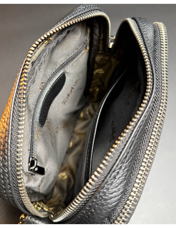 Чоловіча сумка Prato з натуральної фактурної шкіри, чорна