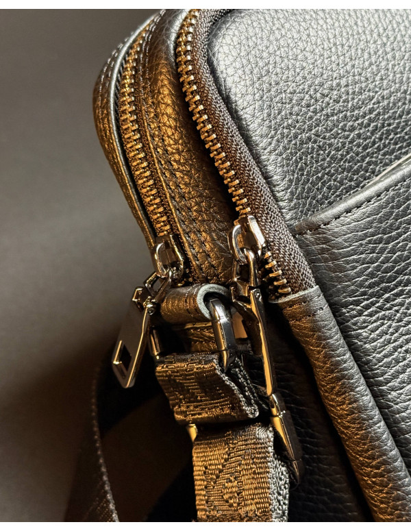 Чоловіча сумка Prato з натуральної фактурної шкіри, чорна