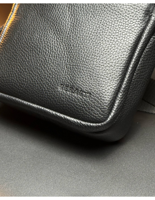 Чоловіча сумка Prato з натуральної фактурної шкіри, чорна