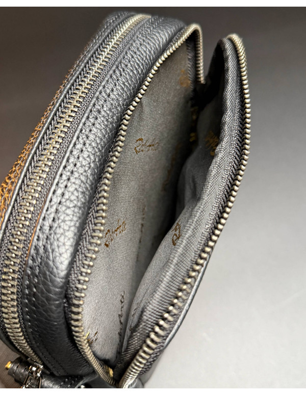 Чоловіча сумка Prato з натуральної фактурної шкіри, чорна