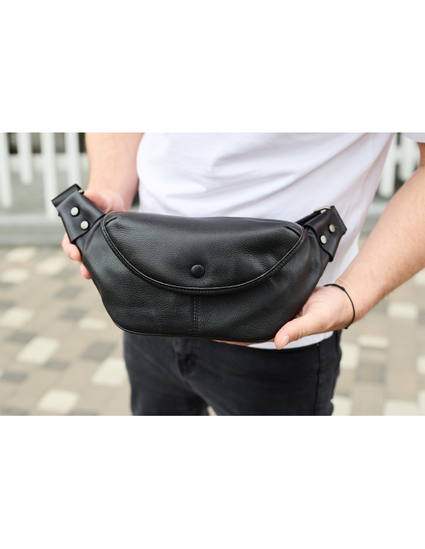 Чоловіча шкіряна бананка Aven,чорна