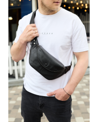 Чоловіча шкіряна бананка Aven,чорна