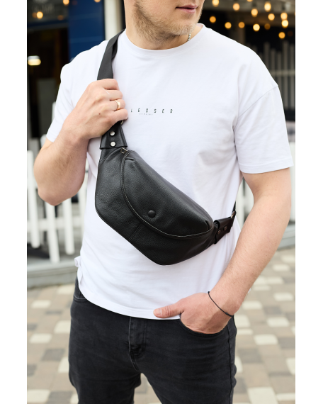 Чоловіча шкіряна бананка Aven,чорна