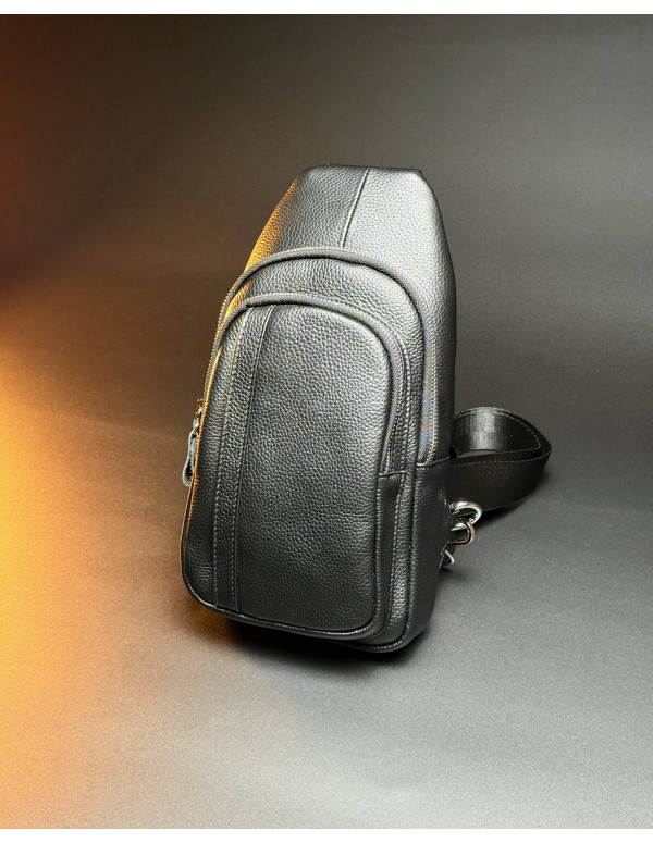 Чоловічий шкіряний слінг на одне плече Ravenna, чорна