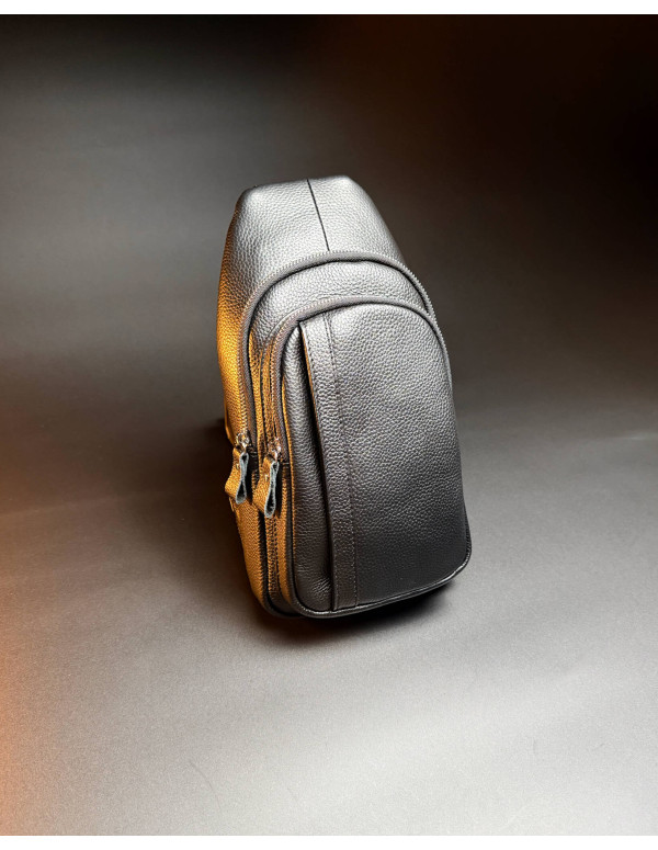 Чоловічий шкіряний слінг на одне плече Ravenna, чорна