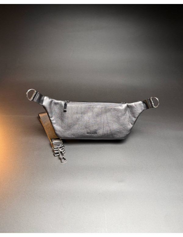 Стильна чоловіча бананка з натуральної гладкої шкіри Bergamo, чорна