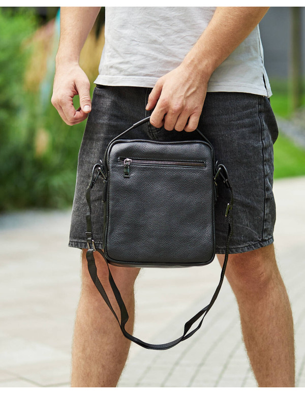 Чоловіча шкіряна сумка через плече Sanremo, чорна