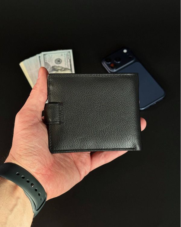 Шкіряне чоловіче портмоне на кнопці ST Leather ST-104-1 чорний