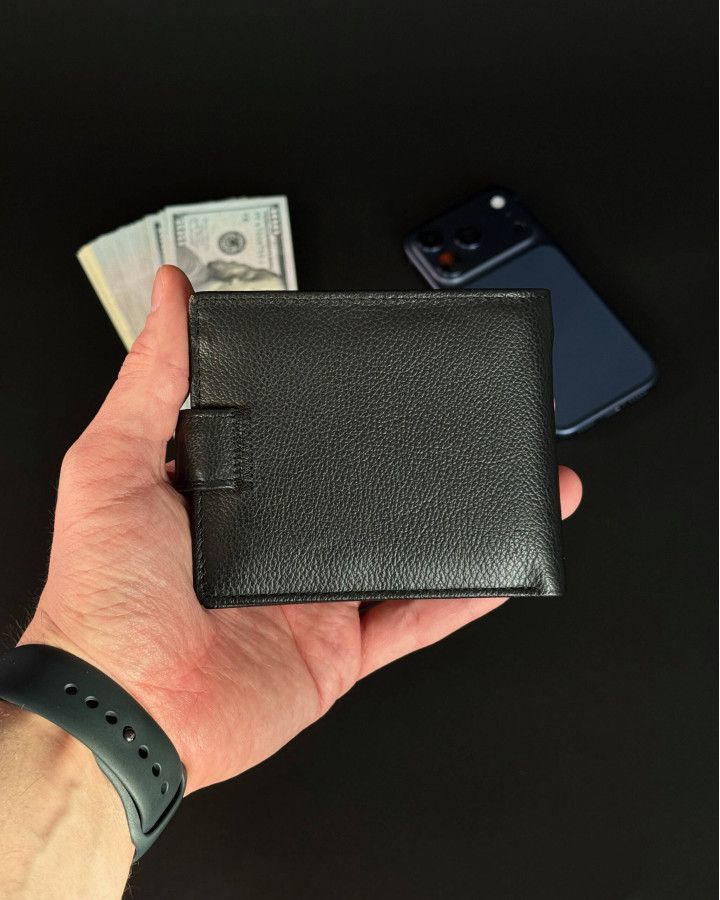 Шкіряне чоловіче портмоне на кнопці ST Leather ST-104-1 чорний