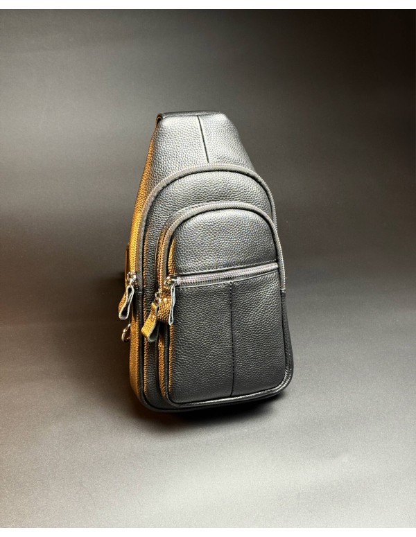 Чоловічий нагрудний шкіряний слінг Verona, чорна