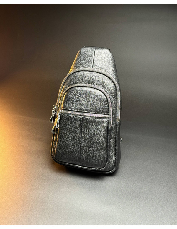 Чоловічий нагрудний шкіряний слінг Verona, чорна