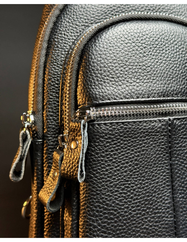 Чоловічий нагрудний шкіряний слінг Verona, чорна