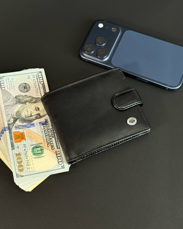 Стильне шкіряне портмоне ST Leather В 103 Чорний