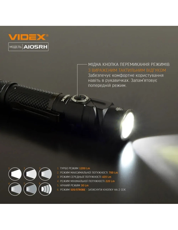 Портативний ліхтар Videx A105RH