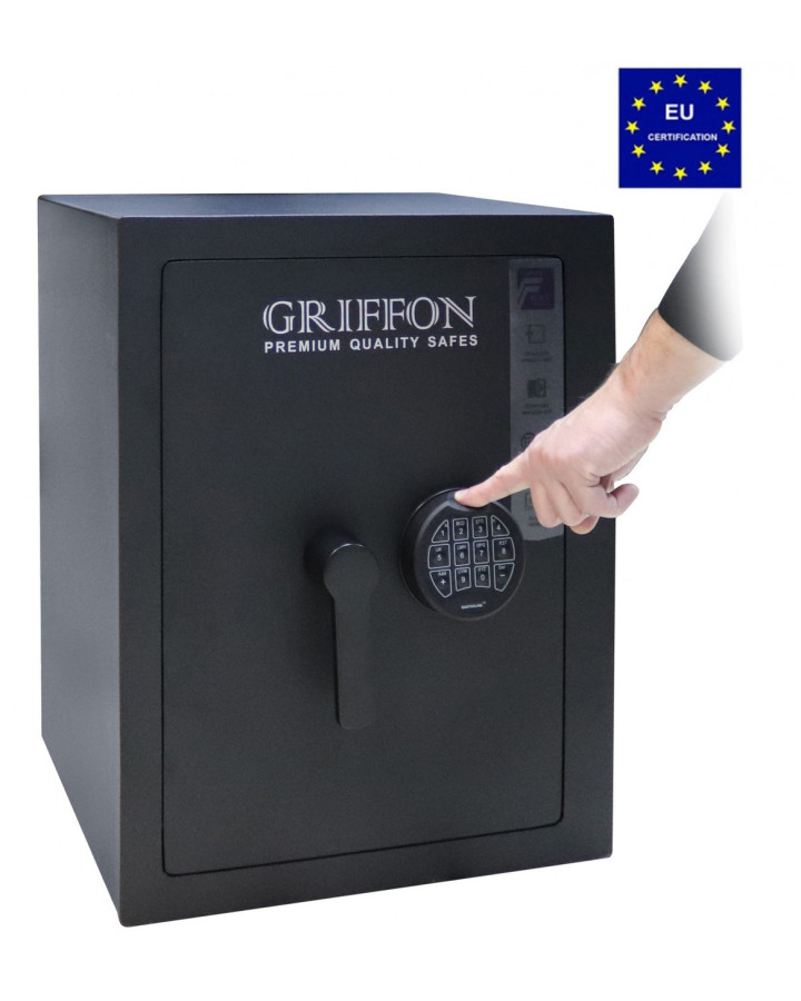 GRIFFON CLE I.55.Fingerprint — зламостійкий чорний сейф з біометричним доступом (Україна)