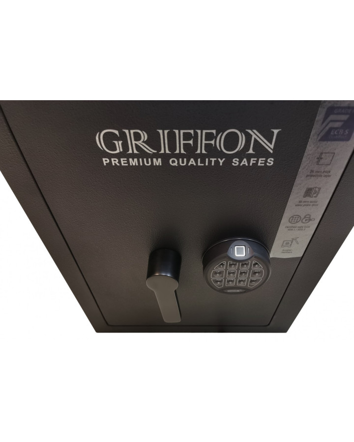 GRIFFON CLE I.55.Fingerprint — зламостійкий чорний сейф з біометричним доступом (Україна)