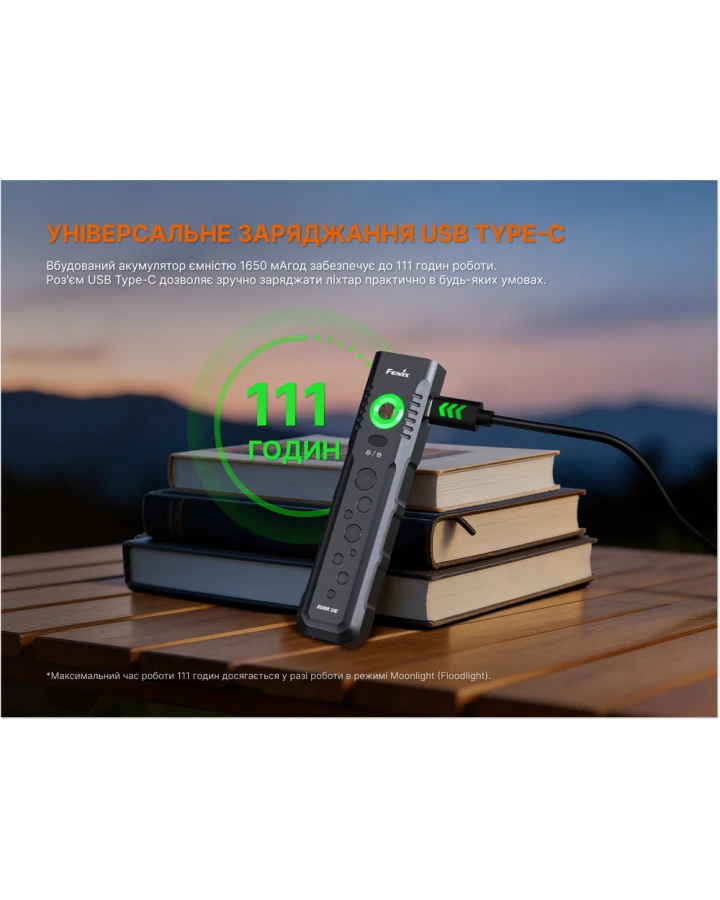 Ліхтар Fenix E08R UE, зелений