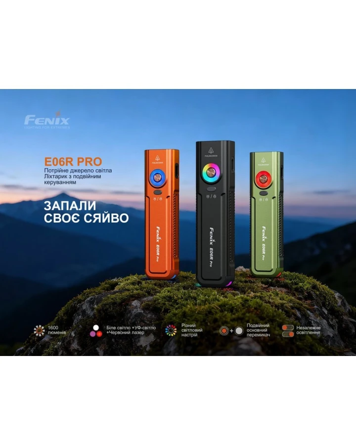 Ліхтар наключний Fenix E06R PRO, помаранчевий