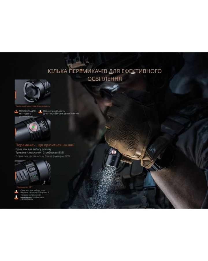 Ліхтар тактичний ручний Fenix PD35R ACE LED 2000 лм + наключний ліхтар CL01 (чорний)  | Лімітована серія