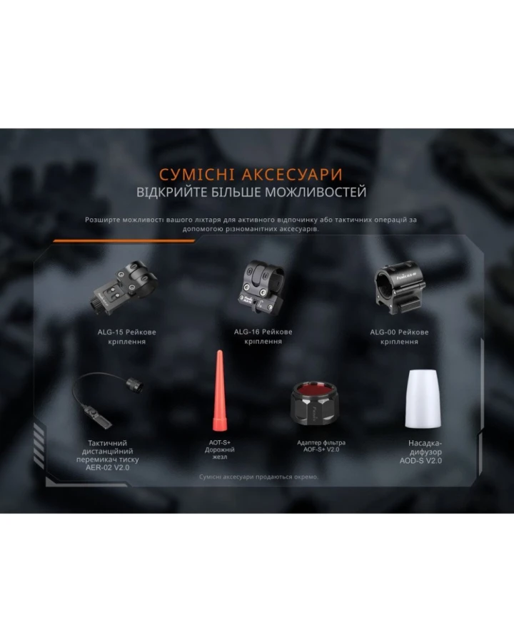 Ліхтар тактичний ручний Fenix PD35R ACE LED 2000 лм + наключний ліхтар CL01 (помаранчевий) | Лімітована серія