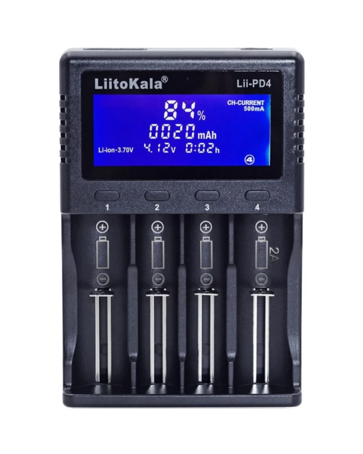 Зарядний пристрій Liitokala Lii-PD4, 4 канала, Ni-Mh/Li-ion/LiFePo4, 220V/12V, LCD, Box