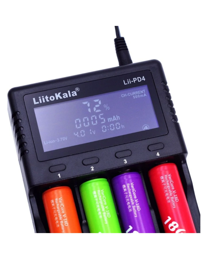 Зарядний пристрій Liitokala Lii-PD4, 4 канала, Ni-Mh/Li-ion/LiFePo4, 220V/12V, LCD, Box