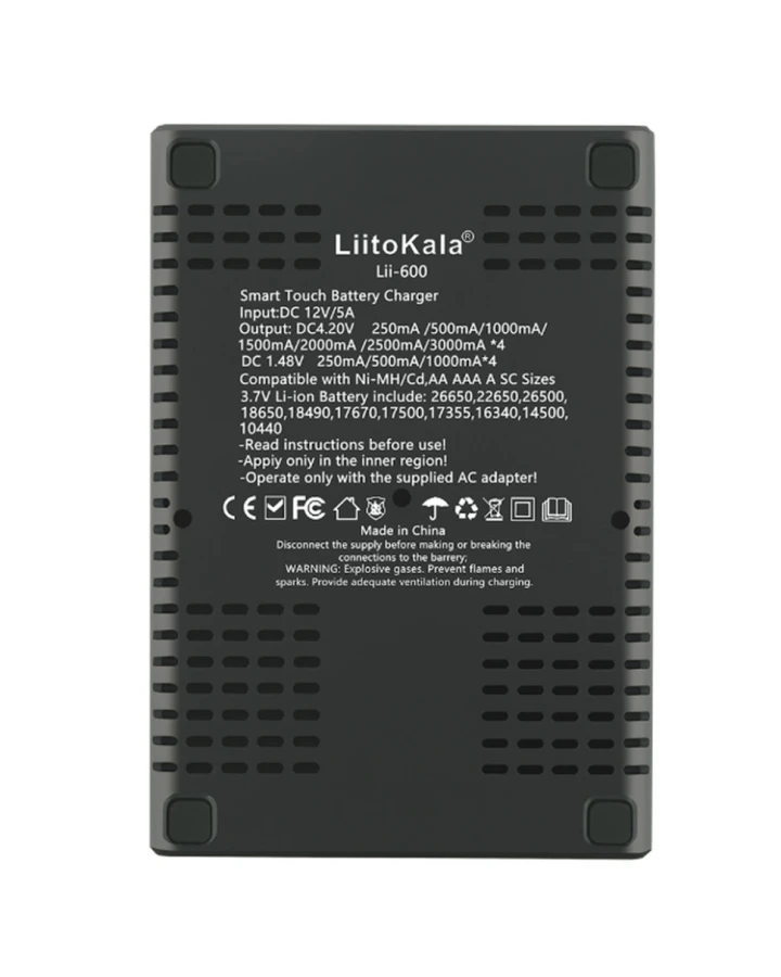 Універсальний інтелектуальний зарядний пристрій LiitoKala Lii-600 EU для акумуляторів + автомобільний кабель