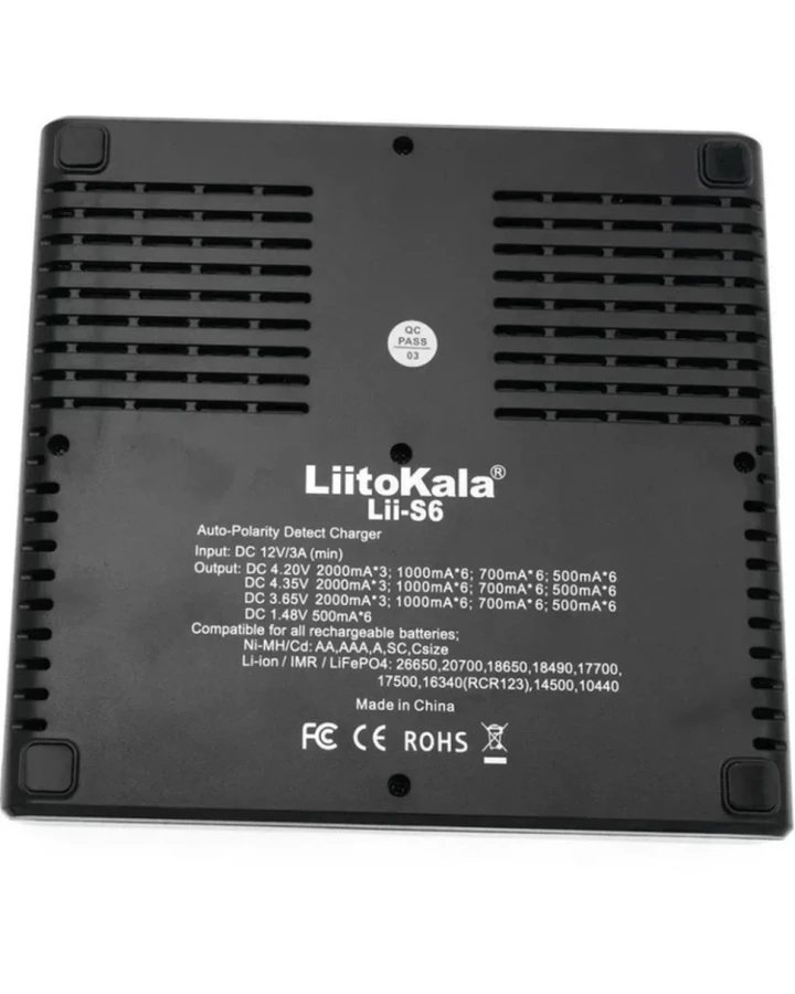 Універсальний зарядний пристрій LiitoKala Lii-S6 EU на 6 каналів + автомобільний кабель