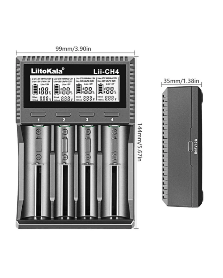 Універсальний  зарядний пристрій LiitoKala Lii-CH4 5V 2A на 4 канали