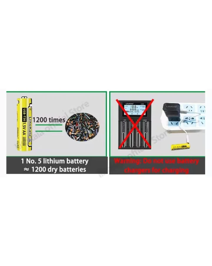 Набір акумуляторів з 4 шт LiitoKala USB-T36 + USB Type-C кабель зарядки