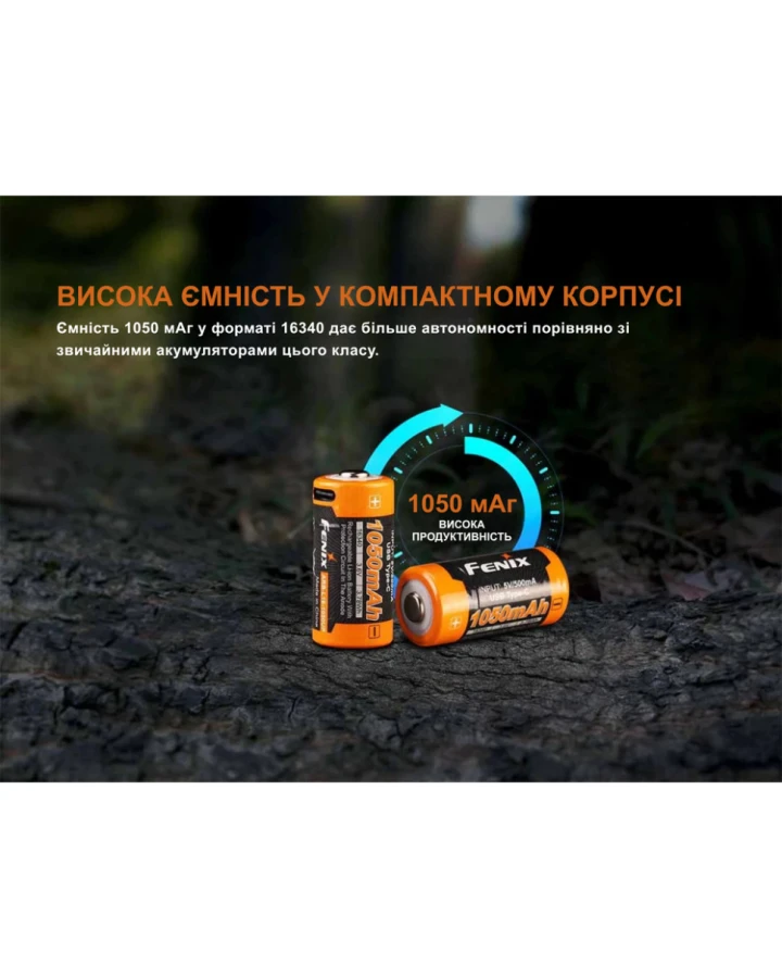 Акумулятор 16340 Fenix (1050 mAh) Type-C