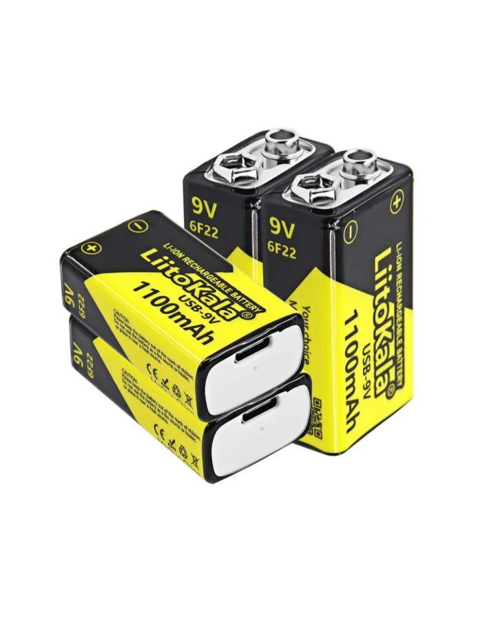 Набір акумуляторів з 4 шт LiitoKala Lii-USB-9V + USB Type-C кабель зарядки