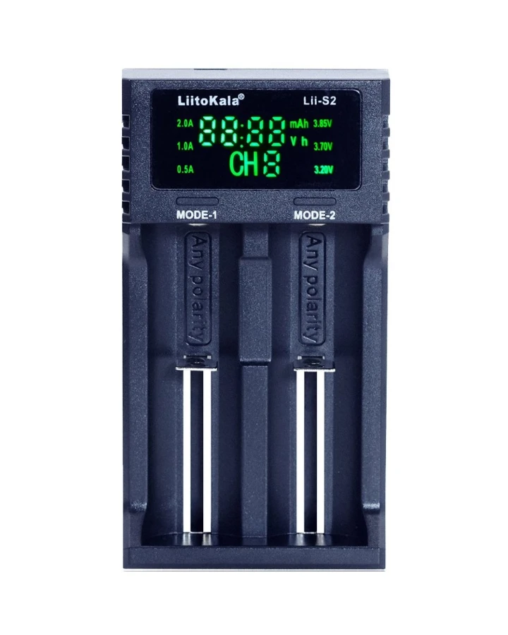 Зарядний пристрій Liitokala Lii-S2, 2 канала, Ni-Mh/Li-ion/LiFePo4, USB, LCD, Box