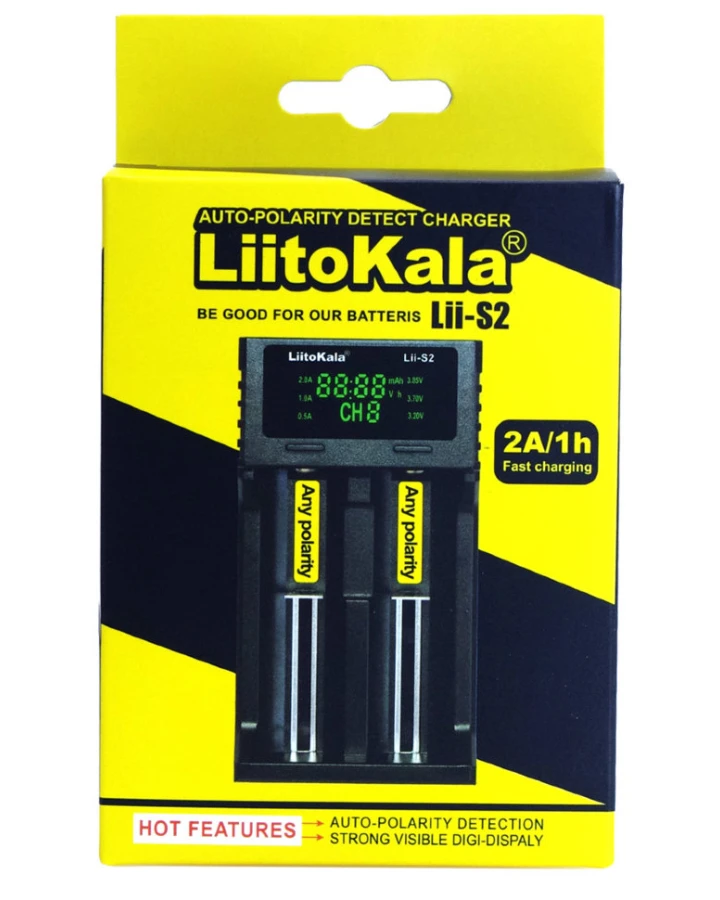 Зарядний пристрій Liitokala Lii-S2, 2 канала, Ni-Mh/Li-ion/LiFePo4, USB, LCD, Box