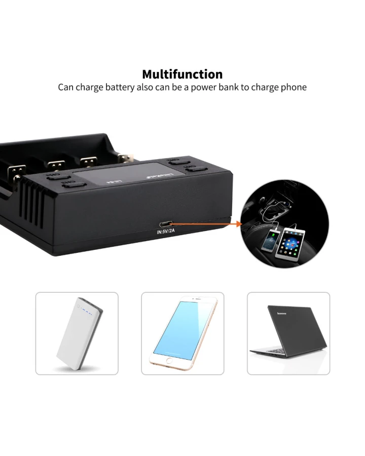 Зарядний пристрій Liitokala Lii-S4, 4 канала, Ni-Mh/Li-ion/LiFePo4, USB, LCD, Box