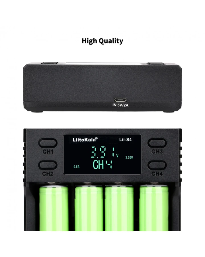 Зарядний пристрій Liitokala Lii-S4, 4 канала, Ni-Mh/Li-ion/LiFePo4, USB, LCD, Box