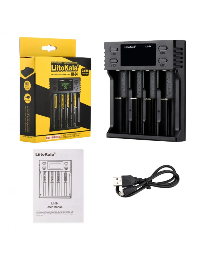 Зарядний пристрій Liitokala Lii-S4, 4 канала, Ni-Mh/Li-ion/LiFePo4, USB, LCD, Box