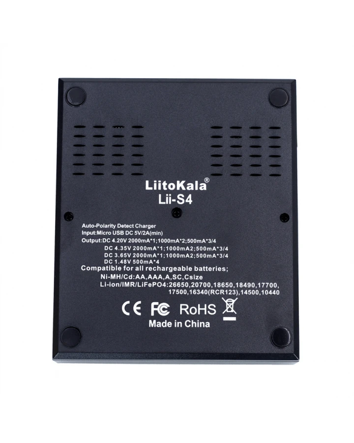 Зарядний пристрій Liitokala Lii-S4, 4 канала, Ni-Mh/Li-ion/LiFePo4, USB, LCD, Box