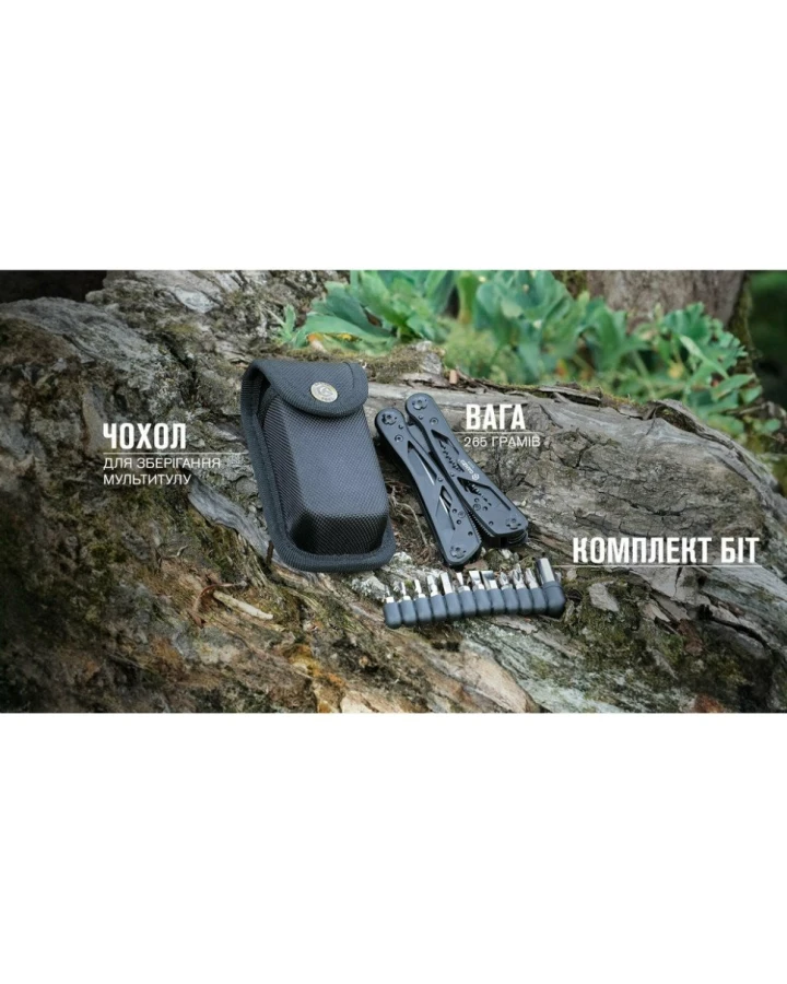 Мультитул Ganzo G202B з чохлом Molle та бітами, 24 функції