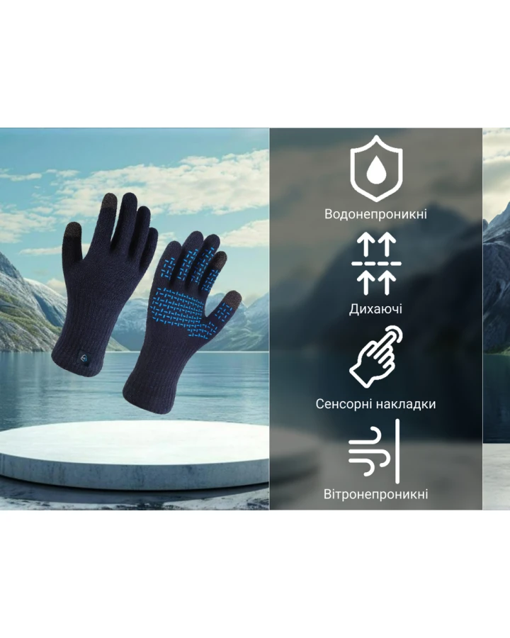 Рукавички водонепроникні Dexshell ThermFit 3.0 Gloves, темно-блакитні, розмір S