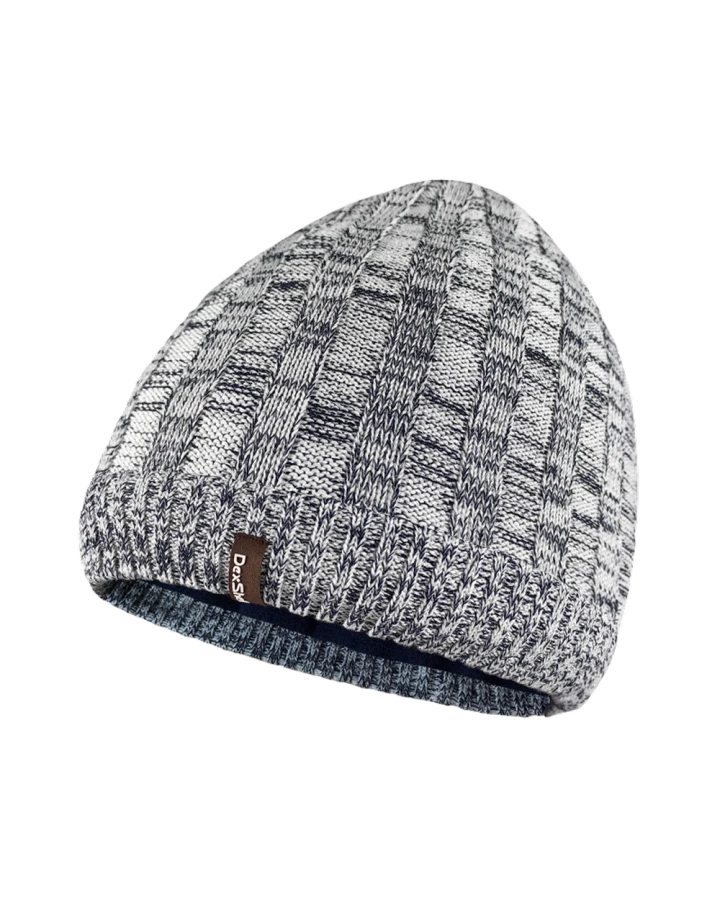 Водонепроникна шапка Dexshell Heathered Rib Knit Beanie, onesize (56-58 см), біло-сіра